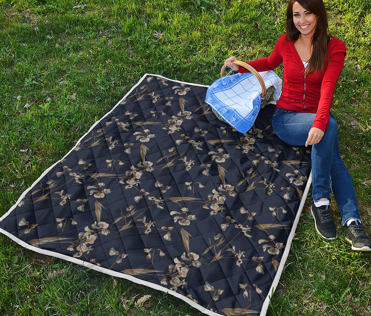 Vintage Sweet Pea Pattern Print Quilt