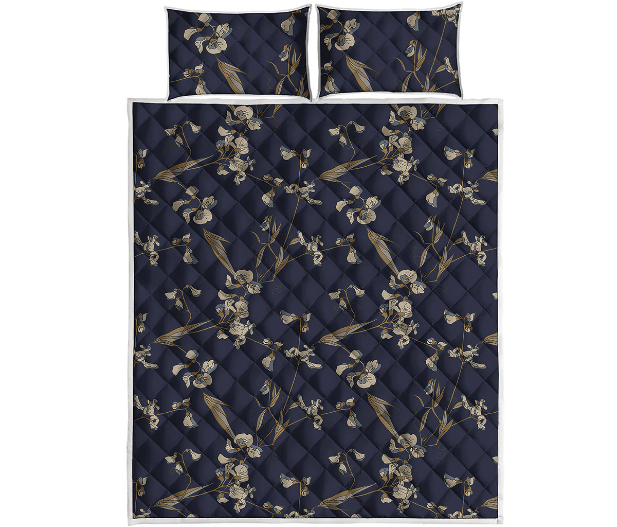 Vintage Sweet Pea Pattern Print Quilt Bed Set