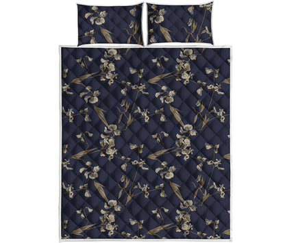 Vintage Sweet Pea Pattern Print Quilt Bed Set