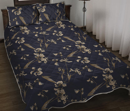 Vintage Sweet Pea Pattern Print Quilt Bed Set