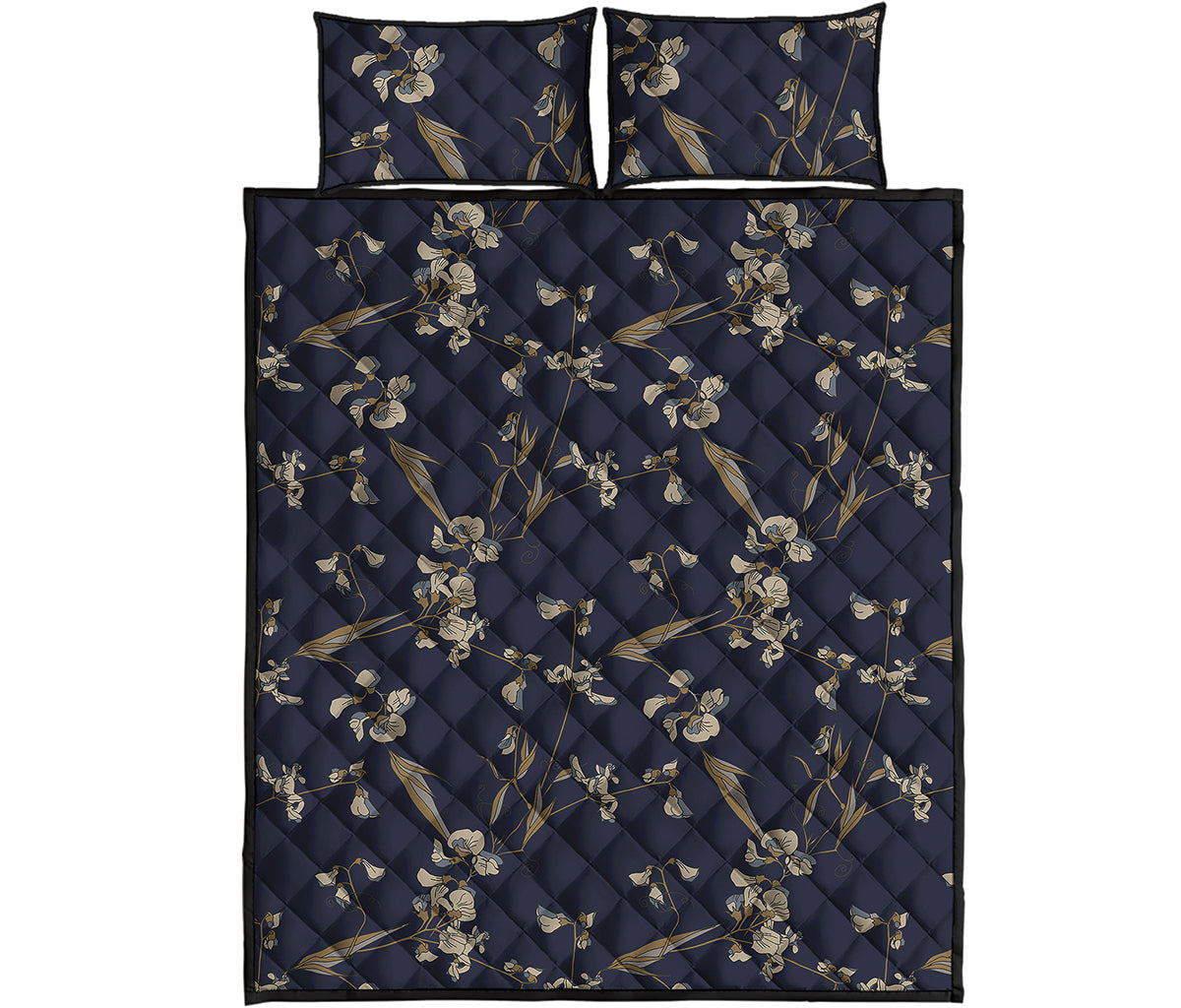Vintage Sweet Pea Pattern Print Quilt Bed Set