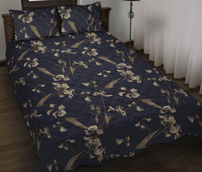Vintage Sweet Pea Pattern Print Quilt Bed Set