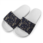 Vintage Sweet Pea Pattern Print White Slide Sandals