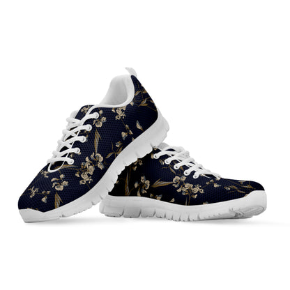 Vintage Sweet Pea Pattern Print White Sneakers