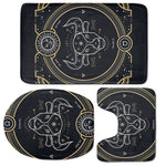 Vintage Taurus Zodiac Sign Print 3 Piece Bath Mat Set