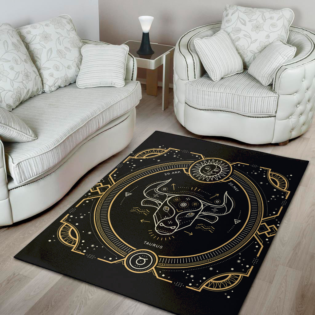 Vintage Taurus Zodiac Sign Print Area Rug