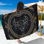 Vintage Taurus Zodiac Sign Print Beach Sarong Wrap