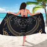 Vintage Taurus Zodiac Sign Print Beach Sarong Wrap