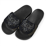 Vintage Taurus Zodiac Sign Print Black Slide Sandals