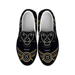 Vintage Taurus Zodiac Sign Print Black Slip On Shoes