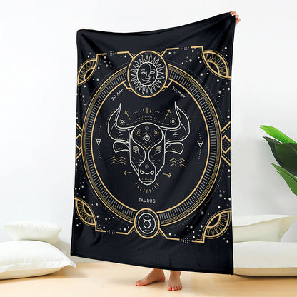 Vintage Taurus Zodiac Sign Print Blanket