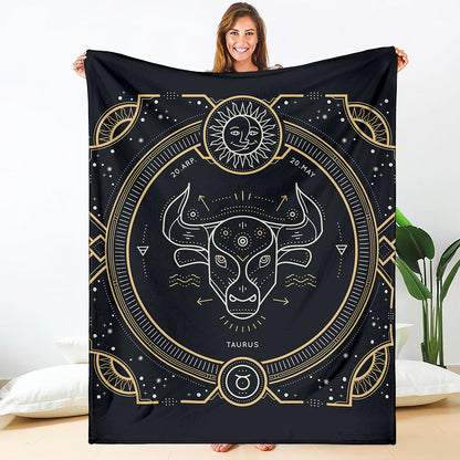 Vintage Taurus Zodiac Sign Print Blanket