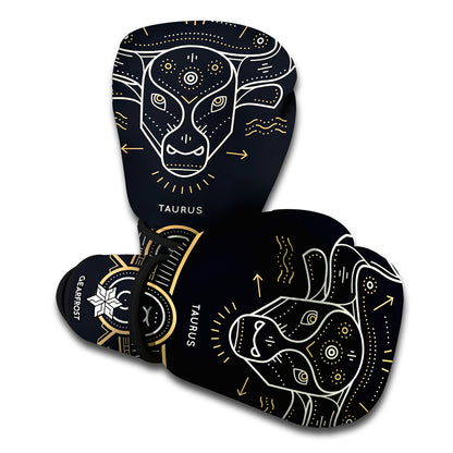 Vintage Taurus Zodiac Sign Print Boxing Gloves