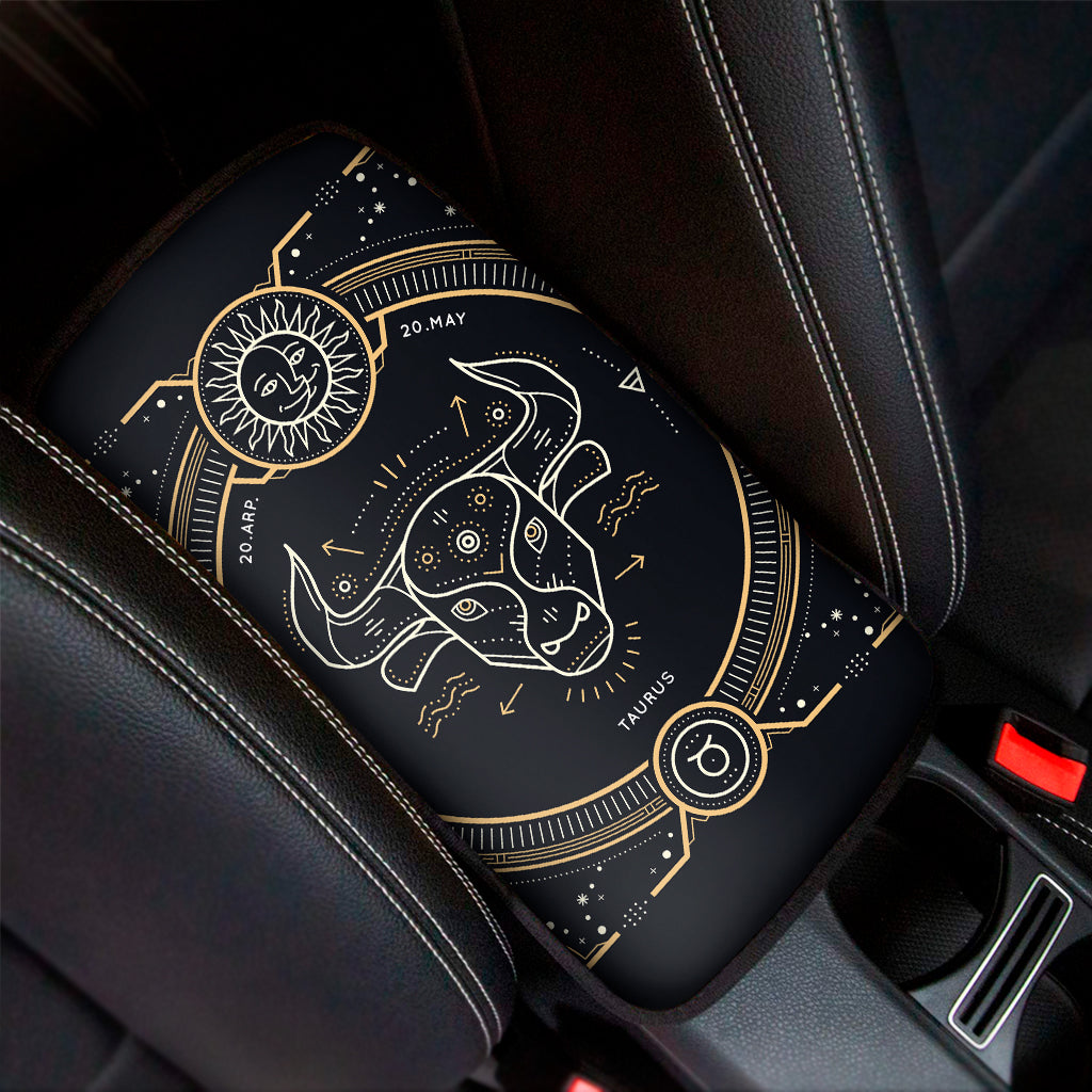 Vintage Taurus Zodiac Sign Print Car Center Console Cover