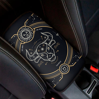 Vintage Taurus Zodiac Sign Print Car Center Console Cover