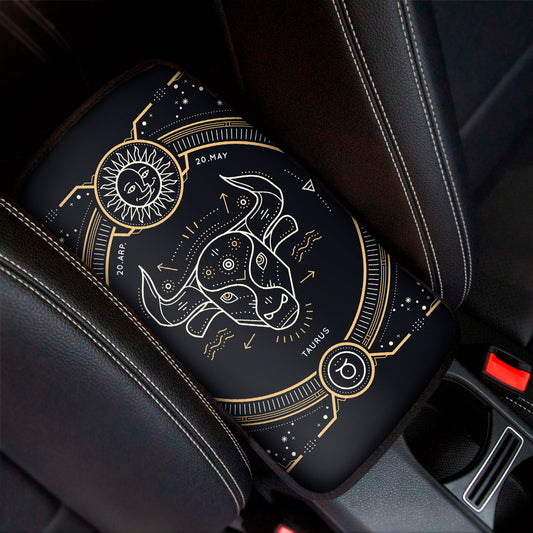 Vintage Taurus Zodiac Sign Print Car Center Console Cover