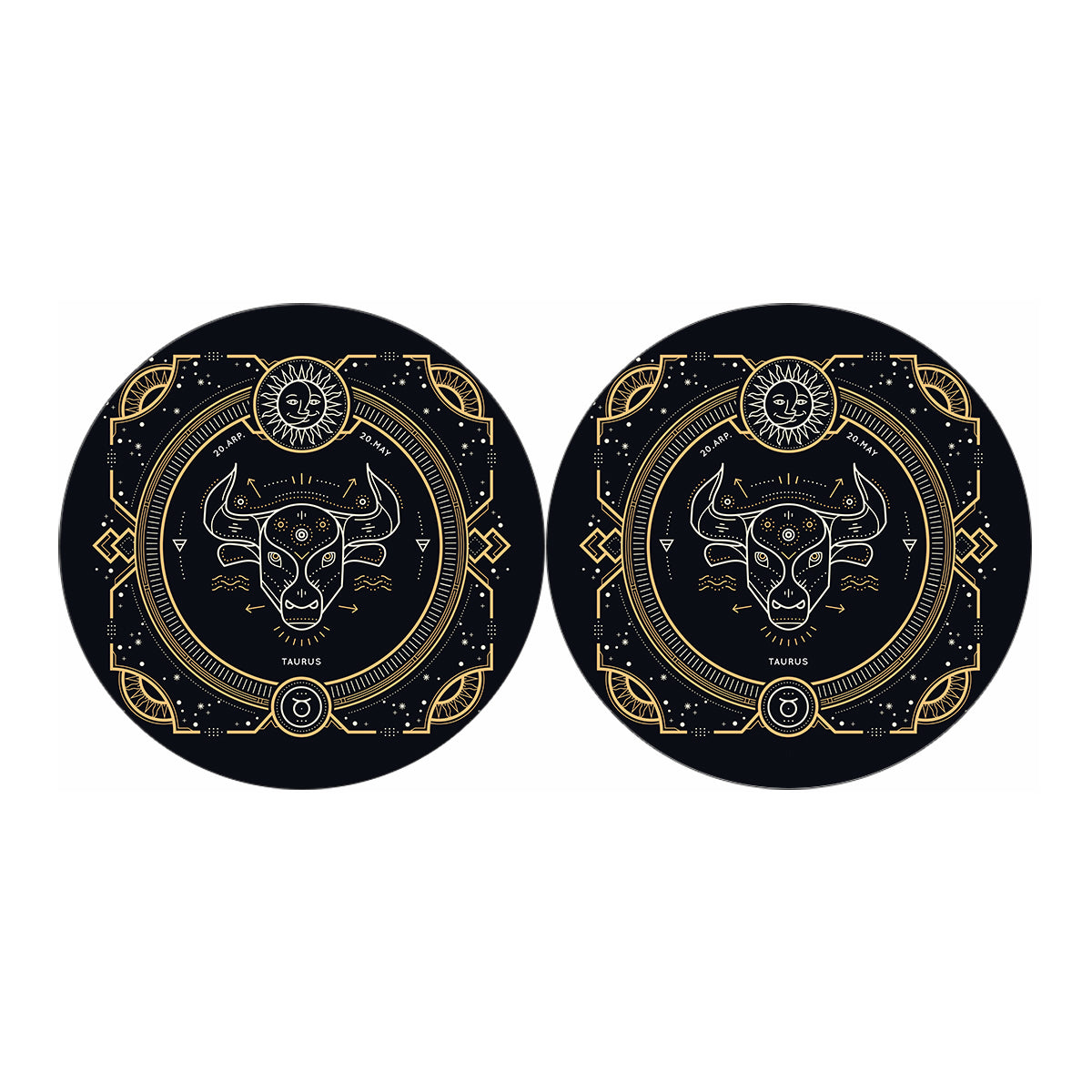 Vintage Taurus Zodiac Sign Print Car Coasters