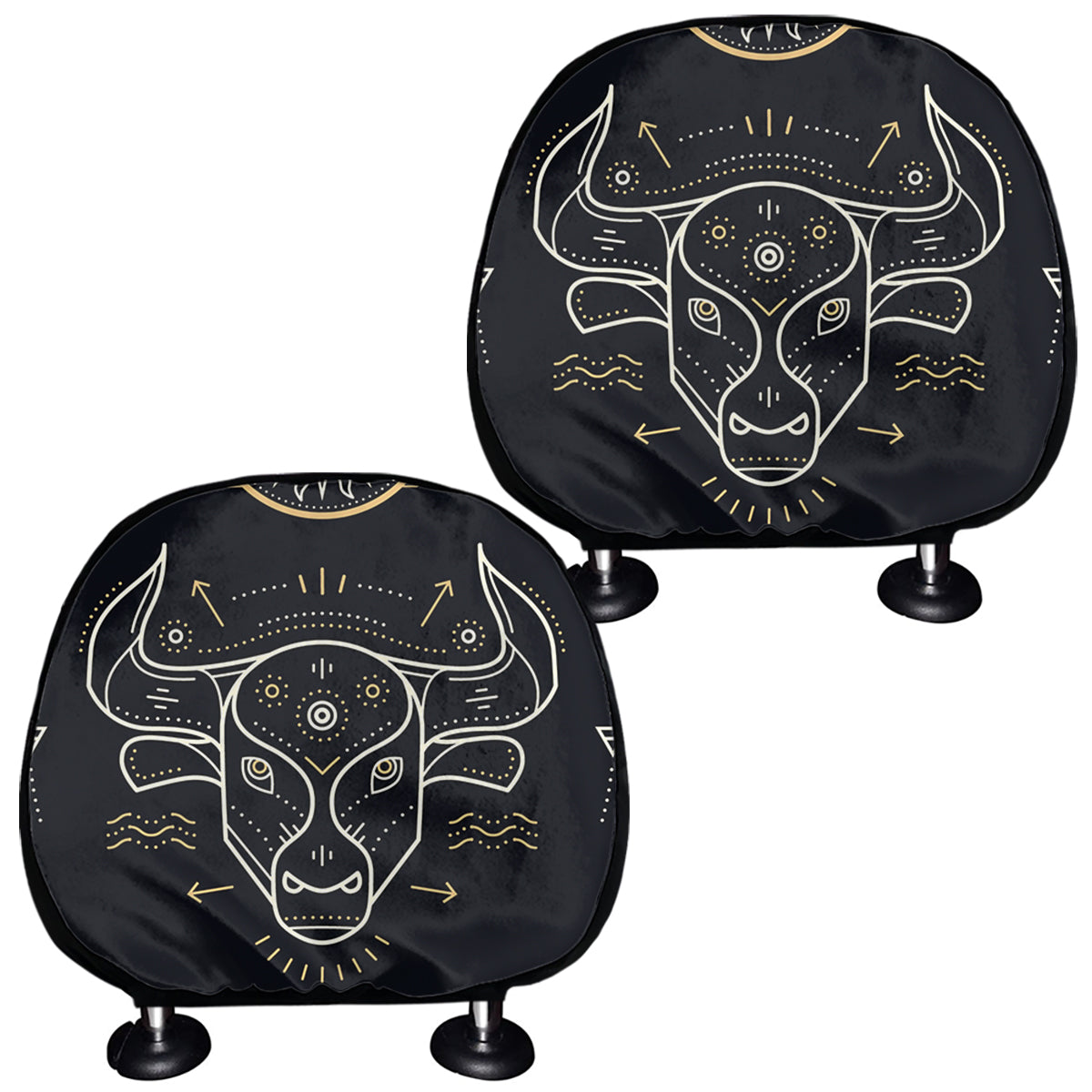 Vintage Taurus Zodiac Sign Print Car Headrest Covers