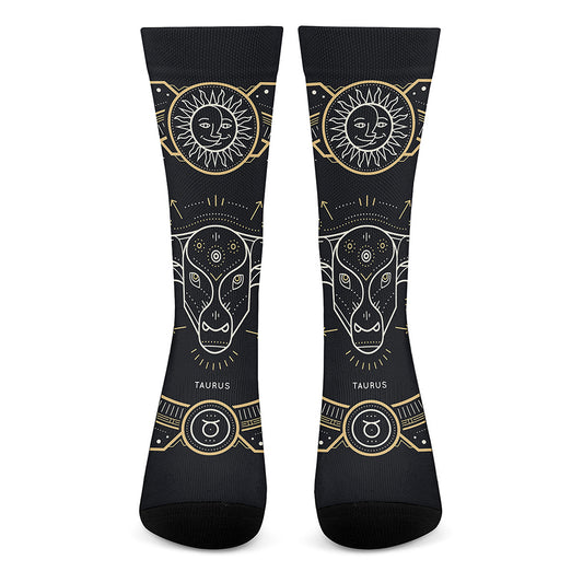 Vintage Taurus Zodiac Sign Print Crew Socks