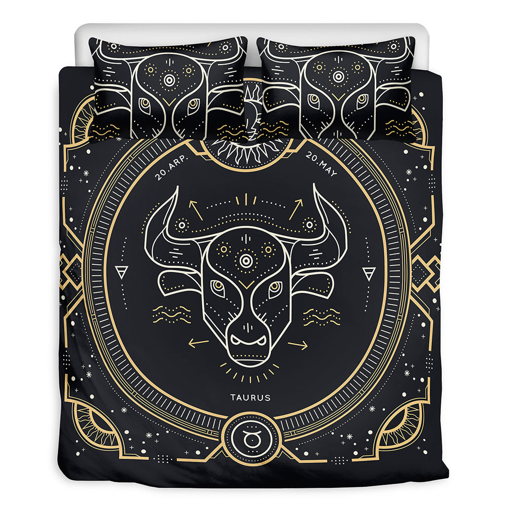 Vintage Taurus Zodiac Sign Print Duvet Cover Bedding Set