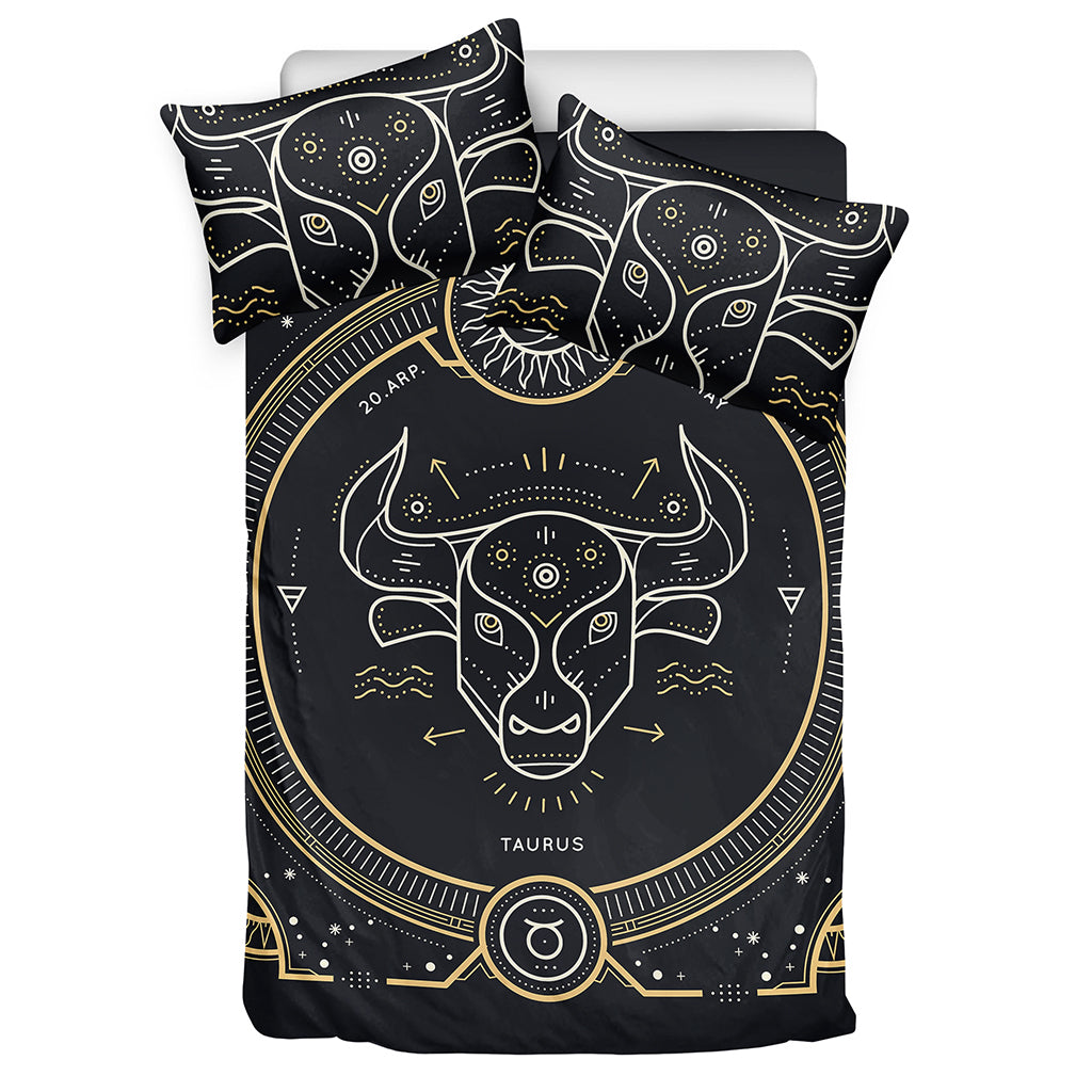Vintage Taurus Zodiac Sign Print Duvet Cover Bedding Set