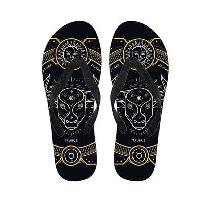 Vintage Taurus Zodiac Sign Print Flip Flops