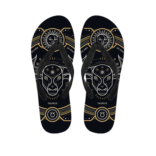 Vintage Taurus Zodiac Sign Print Flip Flops