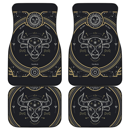 Vintage Taurus Zodiac Sign Print Front and Back Car Floor Mats