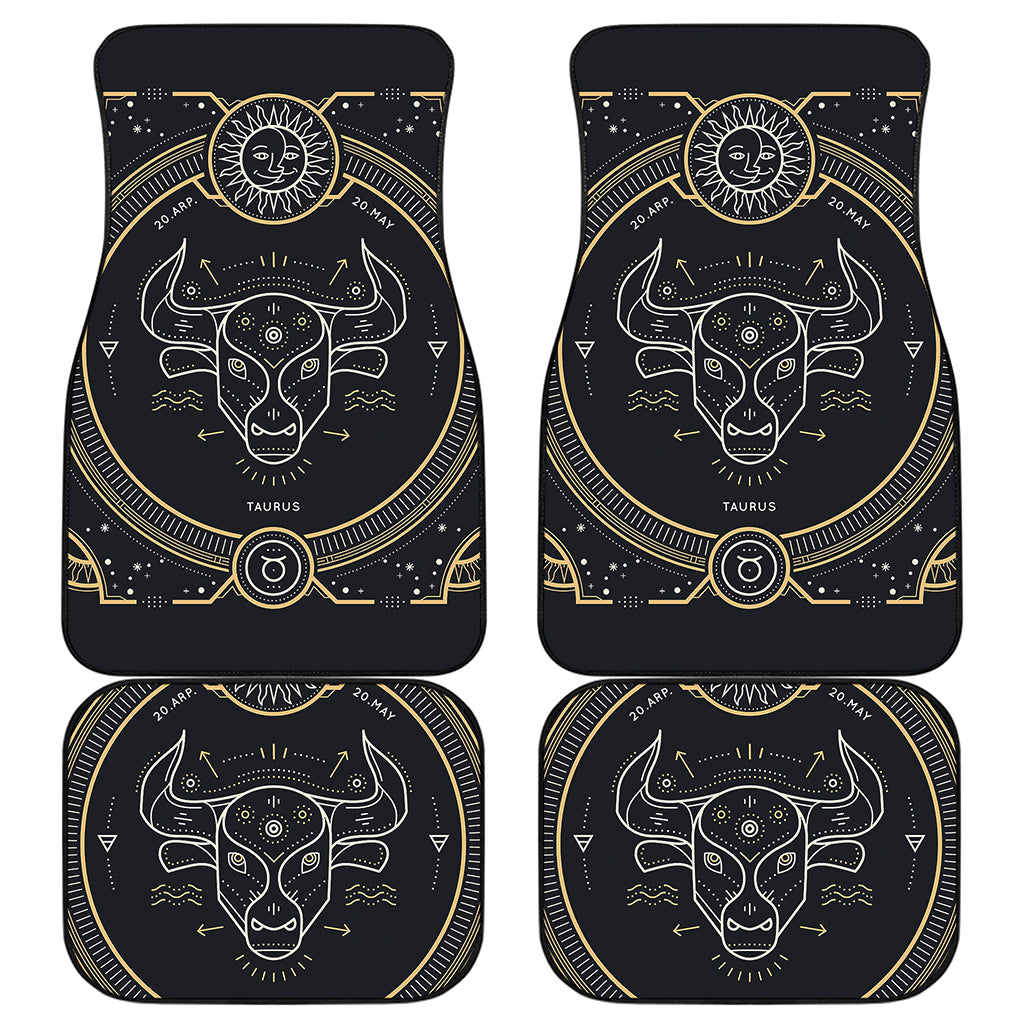 Vintage Taurus Zodiac Sign Print Front and Back Car Floor Mats