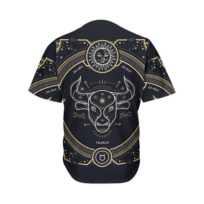 Vintage Taurus Zodiac Sign Print Men's Baseball Jersey