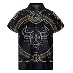 Vintage Taurus Zodiac Sign Print Men's Short Sleeve Shirt
