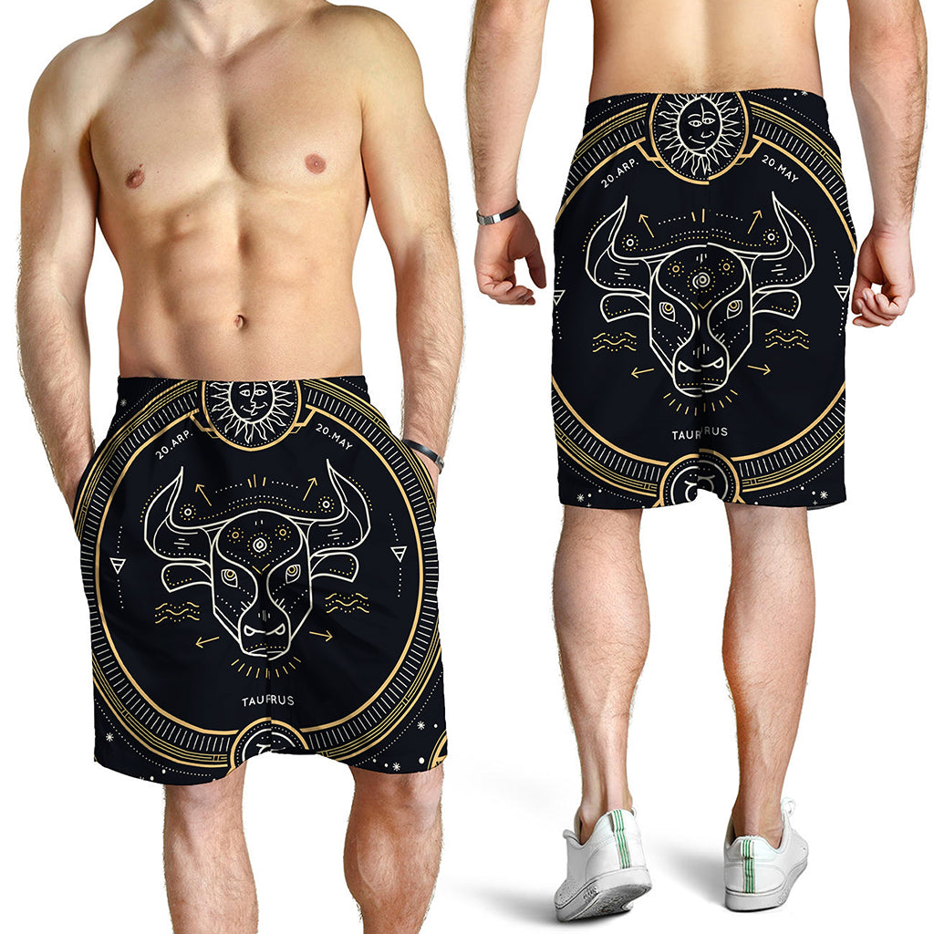 Vintage Taurus Zodiac Sign Print Men's Shorts
