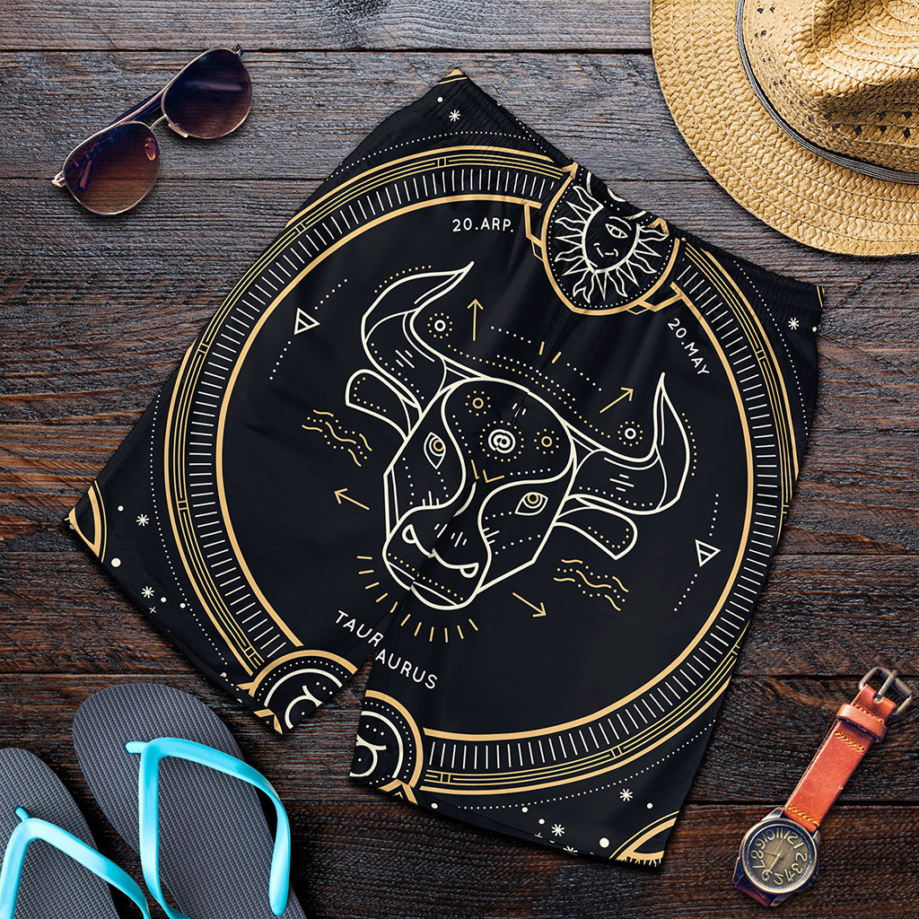 Vintage Taurus Zodiac Sign Print Men's Shorts