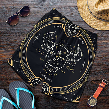 Vintage Taurus Zodiac Sign Print Men's Shorts