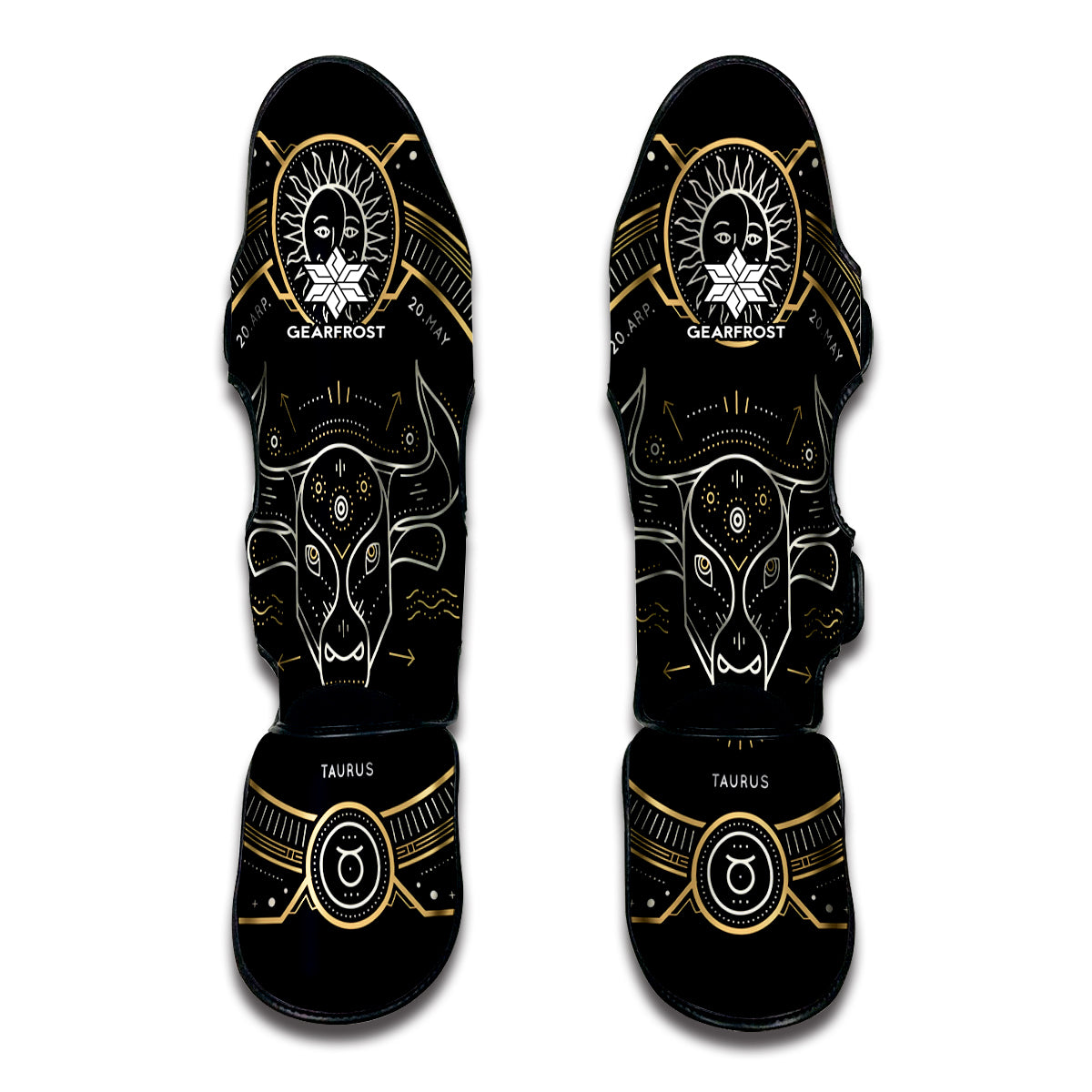 Vintage Taurus Zodiac Sign Print Muay Thai Shin Guard