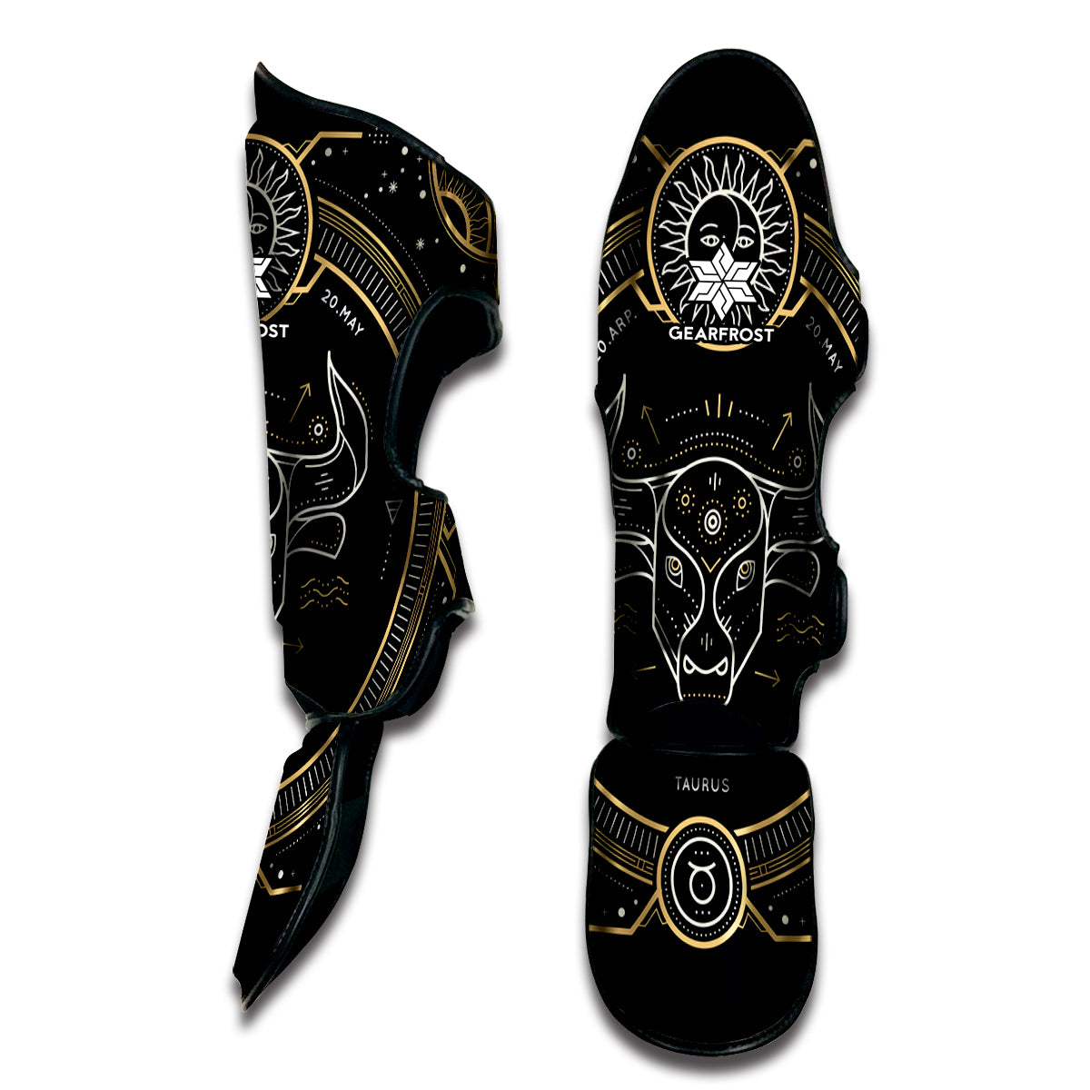 Vintage Taurus Zodiac Sign Print Muay Thai Shin Guard