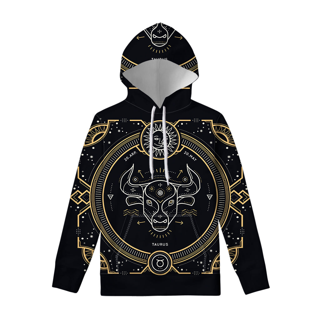 Vintage Taurus Zodiac Sign Print Pullover Hoodie
