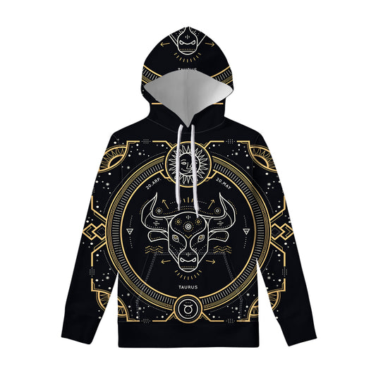 Vintage Taurus Zodiac Sign Print Pullover Hoodie