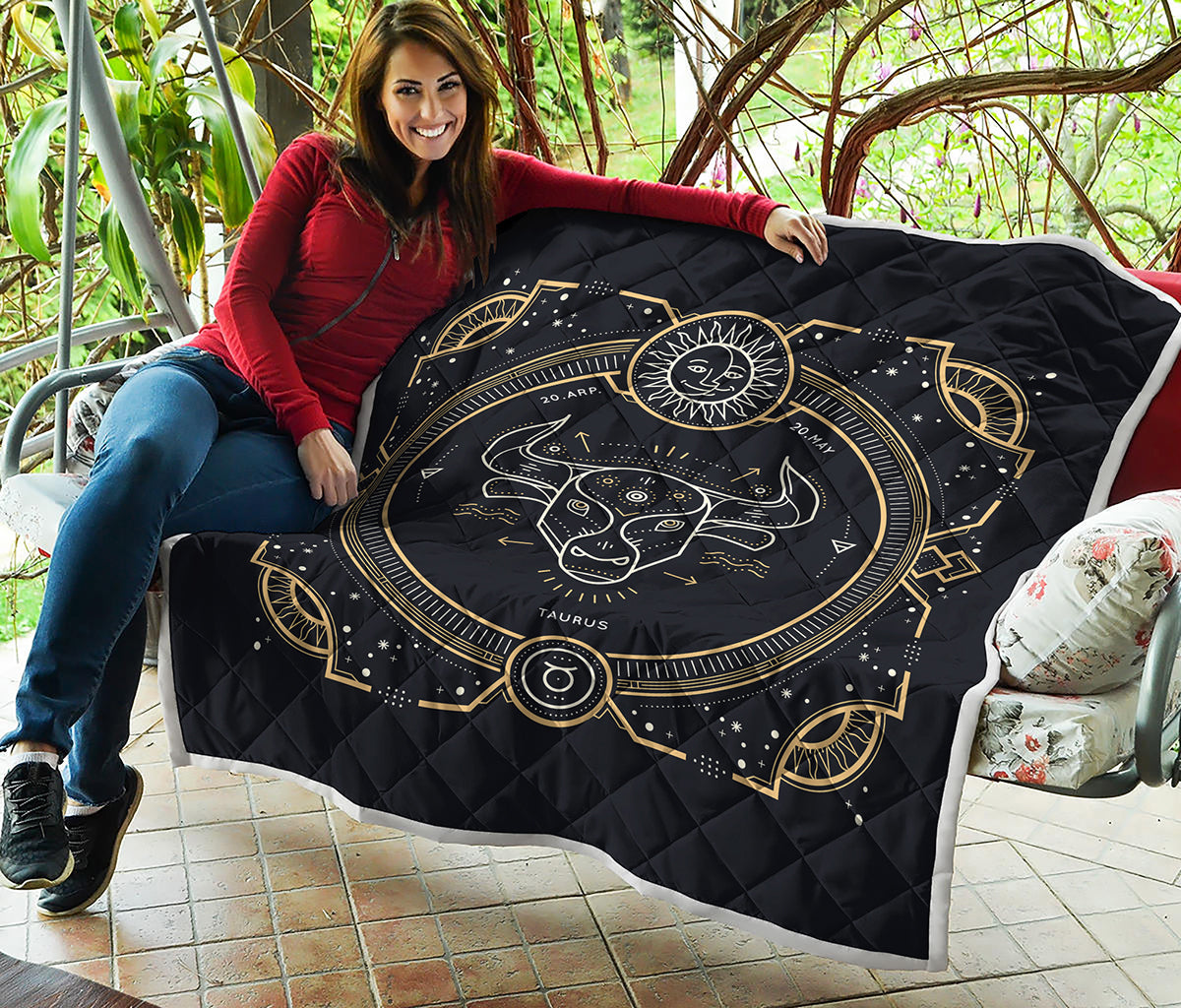 Vintage Taurus Zodiac Sign Print Quilt