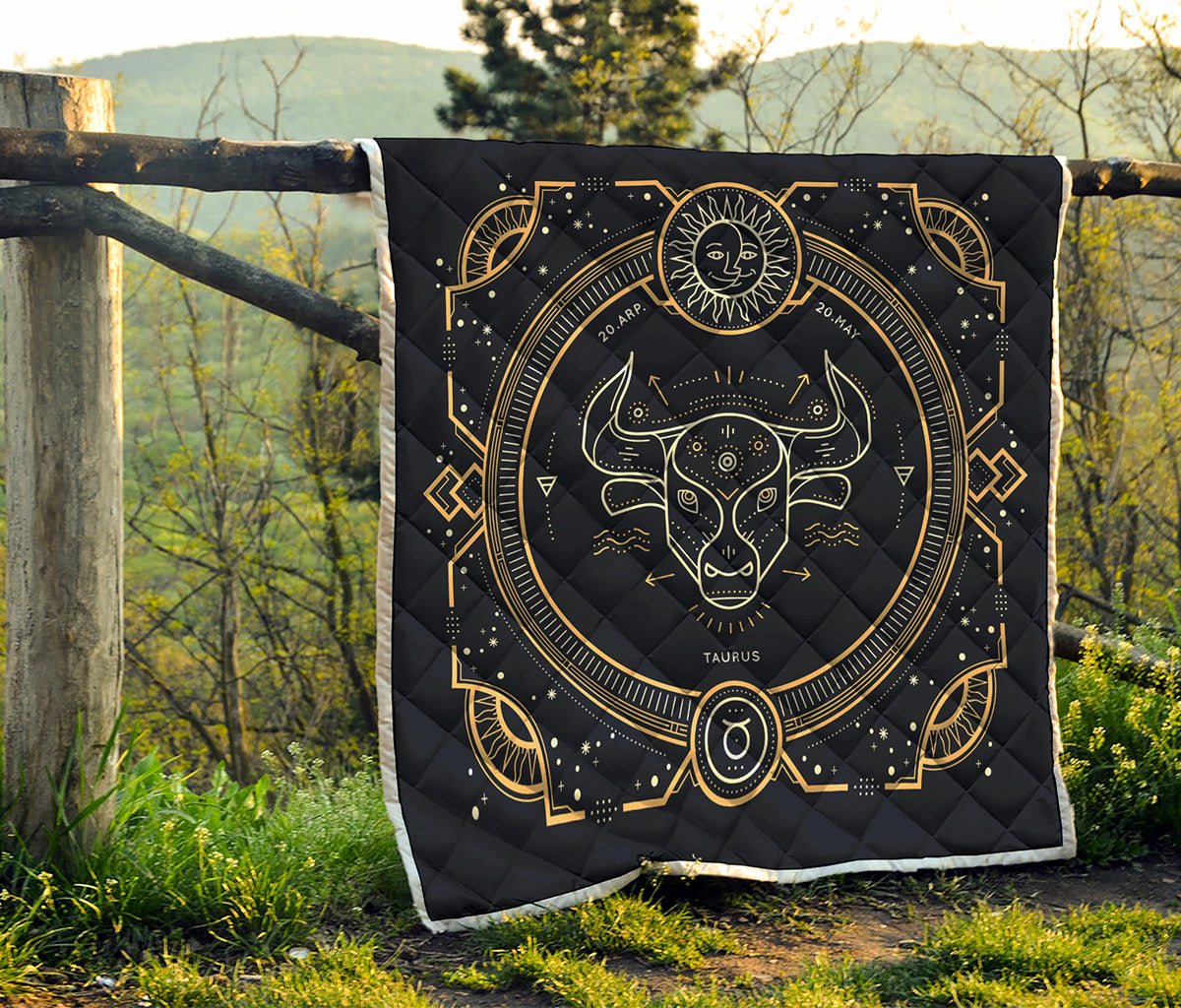 Vintage Taurus Zodiac Sign Print Quilt