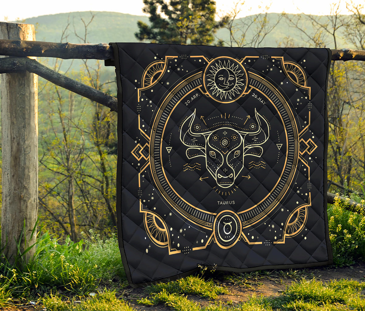 Vintage Taurus Zodiac Sign Print Quilt