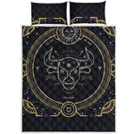 Vintage Taurus Zodiac Sign Print Quilt Bed Set