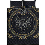 Vintage Taurus Zodiac Sign Print Quilt Bed Set