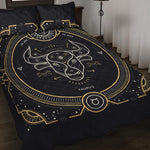 Vintage Taurus Zodiac Sign Print Quilt Bed Set
