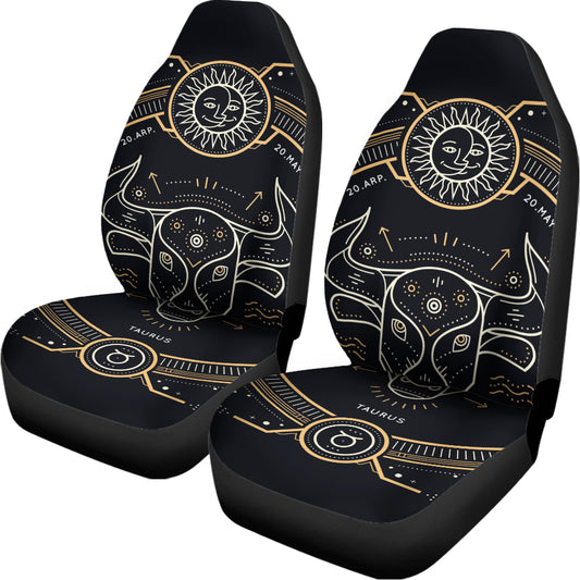 Vintage Taurus Zodiac Sign Print Universal Fit Car Seat Covers
