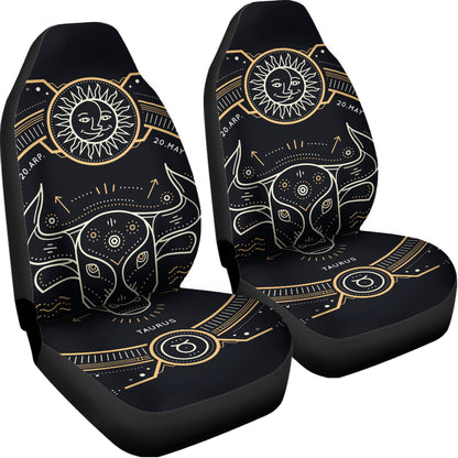 Vintage Taurus Zodiac Sign Print Universal Fit Car Seat Covers