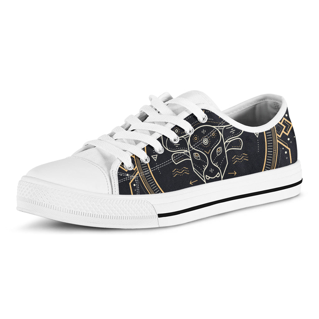 Vintage Taurus Zodiac Sign Print White Low Top Shoes