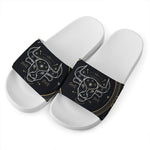 Vintage Taurus Zodiac Sign Print White Slide Sandals