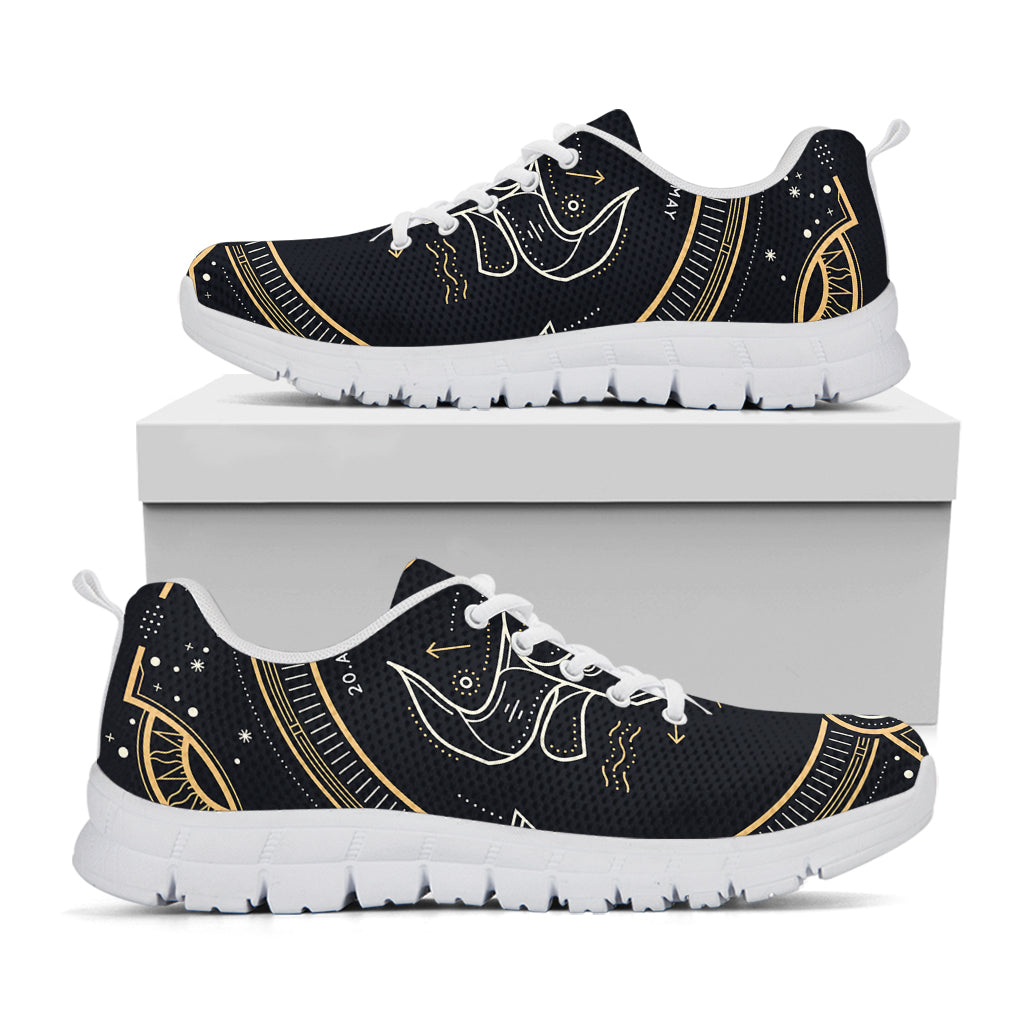 Vintage Taurus Zodiac Sign Print White Sneakers