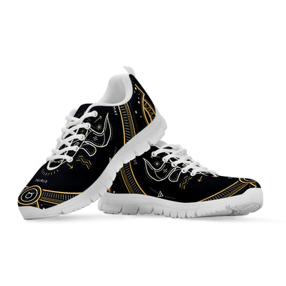 Vintage Taurus Zodiac Sign Print White Sneakers